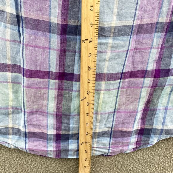 Vineyard Vines Shirt Men's XS Blue Plaid Classic Murray Linen Button Down Preppy - Picture 7 of 10